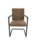 Fauteuil en métal et cuir marron - Matteo