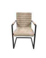 Fauteuil en métal et cuir clair - Matteo