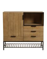 Meuble de rangement en frêne massif et métal - Demeure