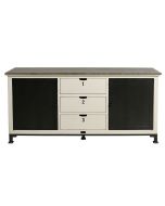 Buffet bas blanc en épicéa et métal - Ouessant