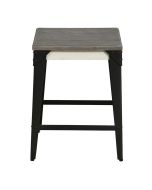 Tabouret bas blanc en épicéa et métal - Ouessant