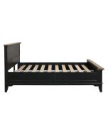 Lit 140x190 en pin massif noir vieilli et dessus en frêne massif - Esquisse