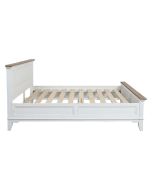 Lit 160x200 en pin massif blanc vieilli et dessus en frêne massif - Esquisse