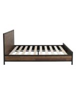 Lit 180x200 industriel en bois recyclé naturel grisé et métal - Manufacture