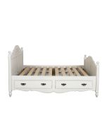 Lit 140x190 avec tiroirs en bois blanc vieilli - Romance