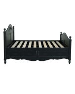 Lit 140x190 avec tiroirs en bois noir - Romance