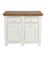 Buffet bas de cuisine 2 portes en pin blanc vieilli - Brocante