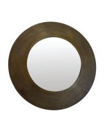 Miroir rond en aluminium effet doré vieilli (diamètre 89 cm)