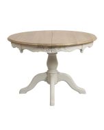 Table ronde extensible 6 à 8 personnes en bois lin vieilli - Romance