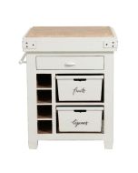 Billot de cuisine en pin massif blanc vieilli - Brocante