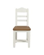 Chaise en bois massif blanc vieilli - Brocante