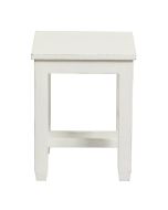 Tabouret bas blanc vieilli en pin massif - Brocante