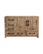 Meuble de rangement industriel 2 portes 5 tiroirs en orme recyclé - Transition