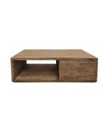 Table basse industrielle avec coffre coulissant en orme recyclé - Transition