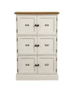 Meuble de rangement en bois blanc vieilli avec corniches en épicéa massif - Natural