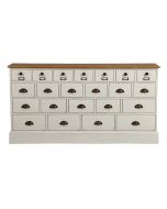 Meuble de mercerie 22 tiroirs en bois blanc vieilli avec plateau en épicéa massif - Natural
