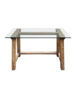 Bureau en orme recyclé avec plateau en verre - Origine