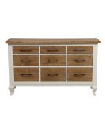 Commode de mercerie 9 tiroirs en épicéa massif blanc vieilli - Provence