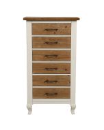 Semainier 6 tiroirs en épicéa massif blanc vieilli - Provence
