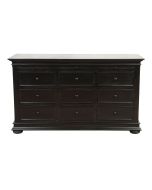 Commode noire baroque 6 tiroirs 3 tirettes - Harmonie