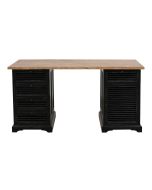 Bureau avec tiroirs bicolore noir et plateau en bois - Vénitiennes