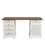 Bureau avec tiroirs bicolore blanc et plateau en bois - Vénitiennes