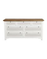 Commode de mercerie 7 tiroirs bicolore blanche et plateau en bois - Vénitiennes