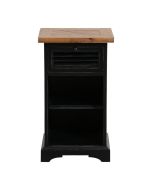 Chevet 1 tiroir bicolore noir et plateau en bois - Vénitiennes