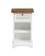 Chevet 1 tiroir bicolore blanc et plateau en bois - Vénitiennes