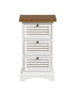 Chevet 3 tiroirs bicolore blanc et plateau en bois - Vénitiennes