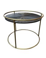 Table basse ronde industrielle en métal et bois - Factory