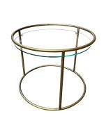 Table basse ronde industrielle en métal et verre - Factory