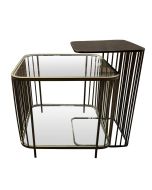 Lot de 2 bouts de canapé industriels en métal bronze et verre - Factory