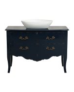 Meuble salle de bain galbé sous-vasque 2 portes bleu indigo glossy