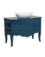 Meuble salle de bain galbé sous-vasque 2 portes bleu saphir glossy