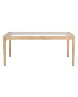 Table repas rectangulaire en frêne 6 personnes avec plateau en verre - Tallinn
