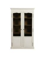 Vitrine 2 portes en pin massif blanc vieilli - Bastide