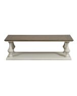 Table basse rectangulaire en pin massif blanc vieilli - Bastide