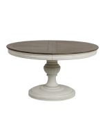 Table ronde extensible en pin massif blanc vieilli pour 6 à 8 personnes - Bastide