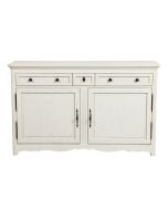 Bas de buffet en pin massif blanc vieilli - Bastide