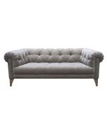 Canapé 2 places en tissu gris style chesterfield - Winchester