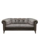 Canapé 2 places en cuir marron style chesterfield - Winchester