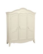 Armoire penderie 3 portes en bois sable rechampis blanc - Lubéron