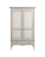 Armoire penderie 2 portes 3 tiroirs en pin blanc craie - Montaigne