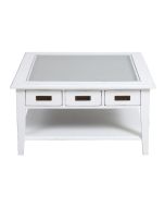Table basse carrée blanc satiné - Rhode Island