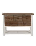 Commode blanche 5 tiroirs en bois recyclé - Rivages