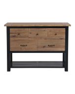 Commode bleue 5 tiroirs en bois recyclé - Rivages