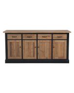 Buffet bas 4 portes 4 tiroirs en bois recyclé bleu - Rivages