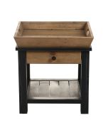 Bout de canapé bleu 1 tiroir en bois recyclé - Rivages