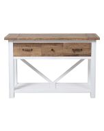 Console 3 tiroirs en bois recyclé blanc - Rivages